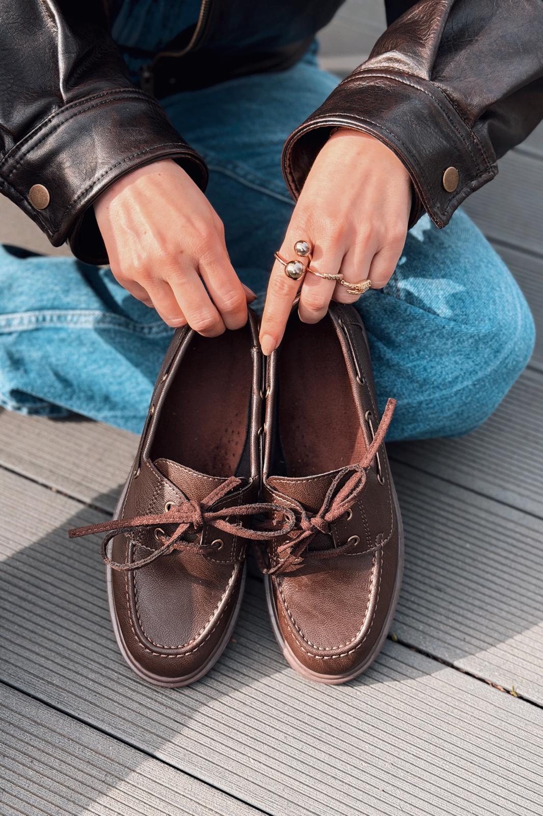Morin Dark Brown Faux Leather Women's Oxford Shoes