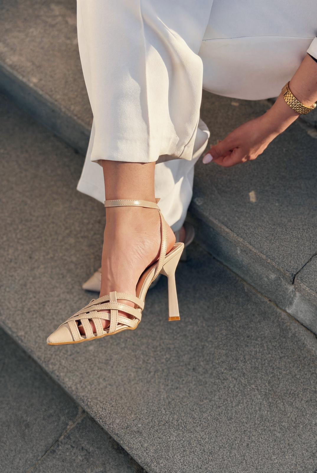 Luvien Beige Faux Leather Women's Stilettos
