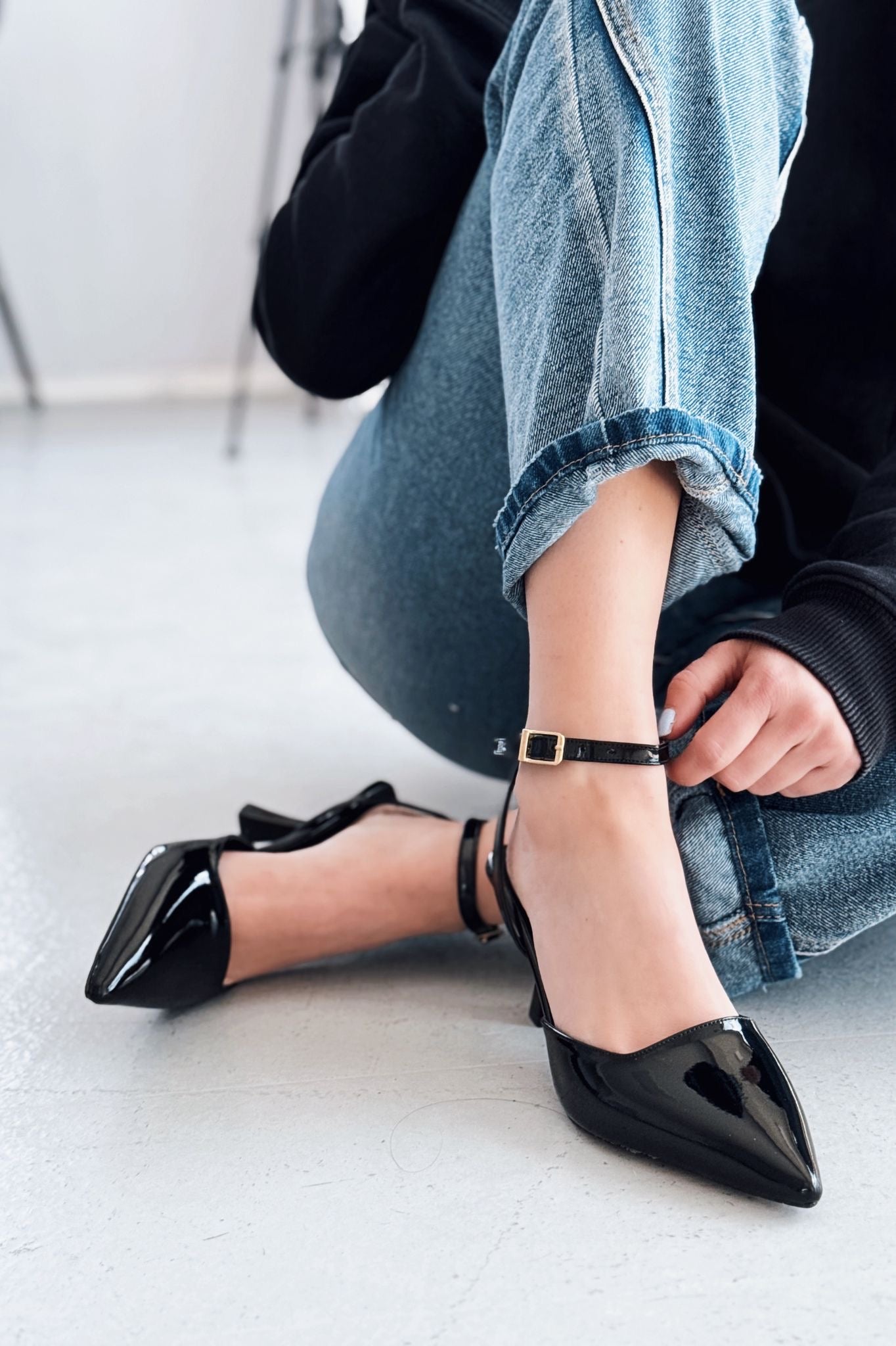Rivara Black Patent Faux Leather Women's Pumps