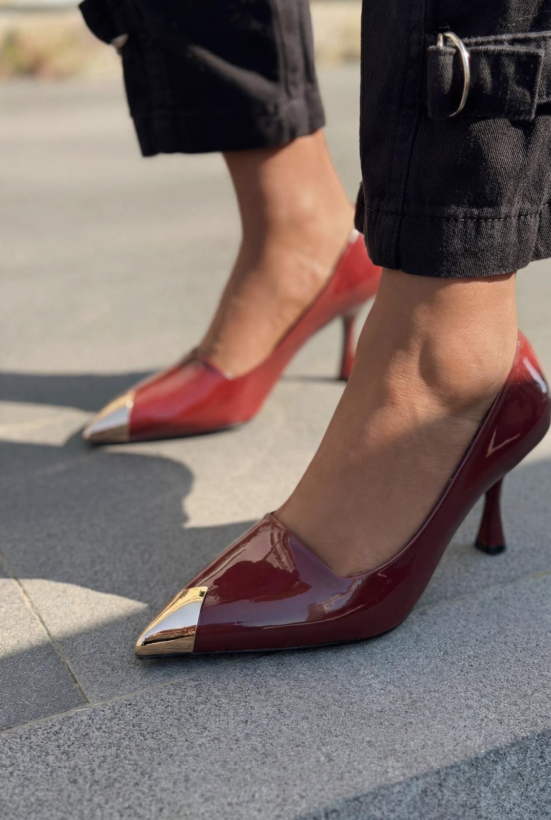 Noctra Bordeaux Patent Faux Leather Women's Stilettos