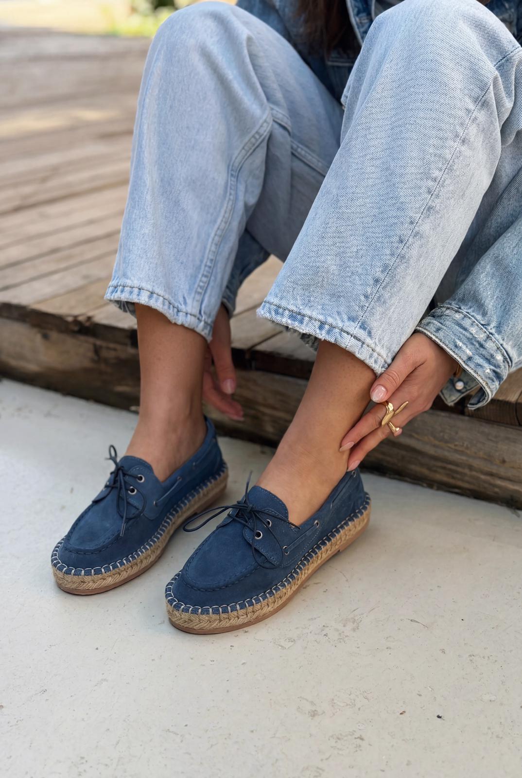 Selora Navy Genuine Suede Women's Loafers