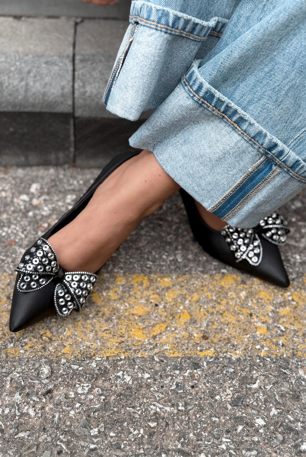 Sorexa Black Faux Leather Women's Stilettos
