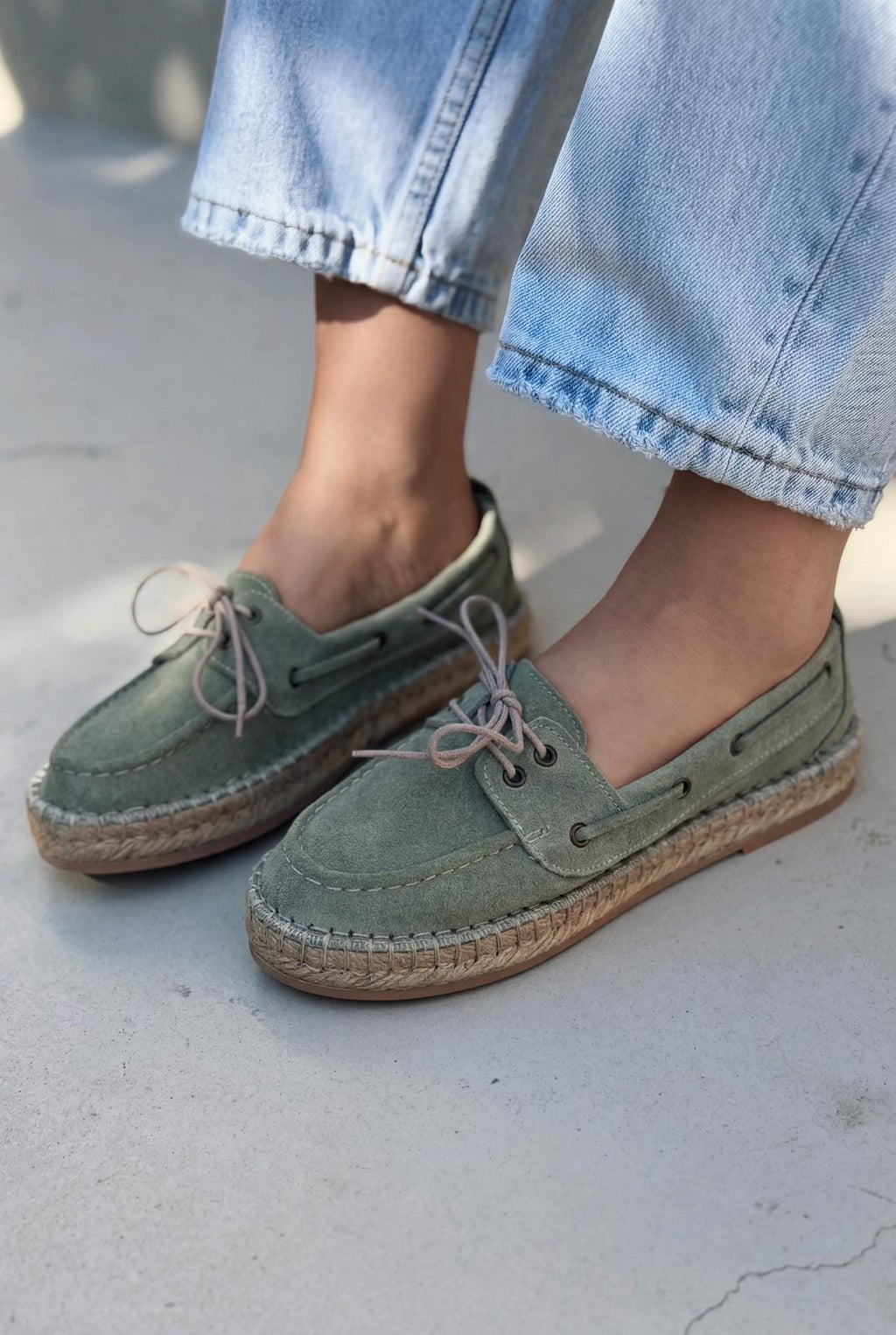 Selora Mint Green Genuine Suede Women's Loafers