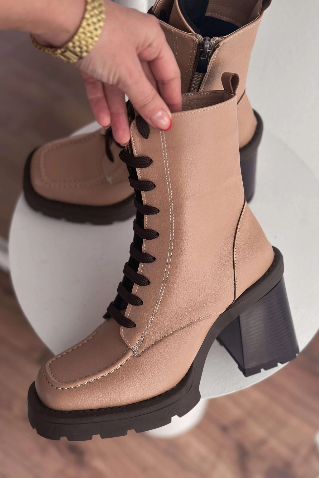 Neroya Nude Faux Leather Women's Boots