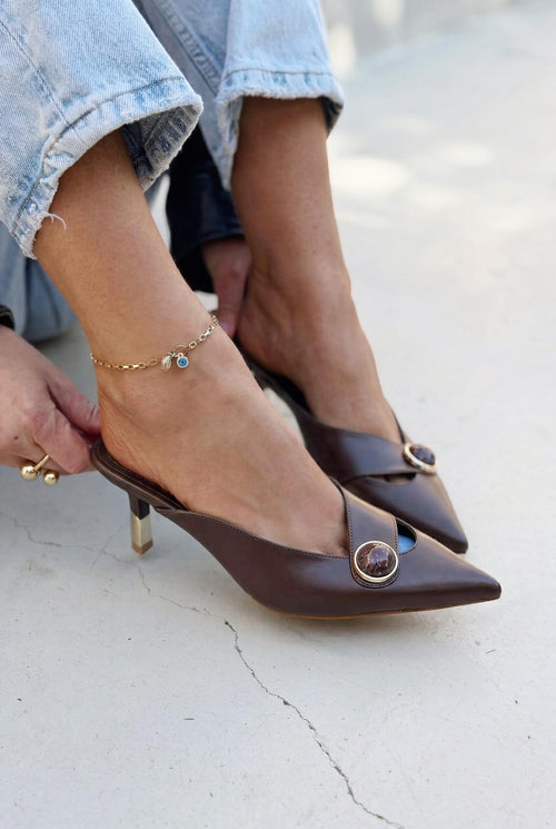 Delvor Light Brown Faux Leather Pumps