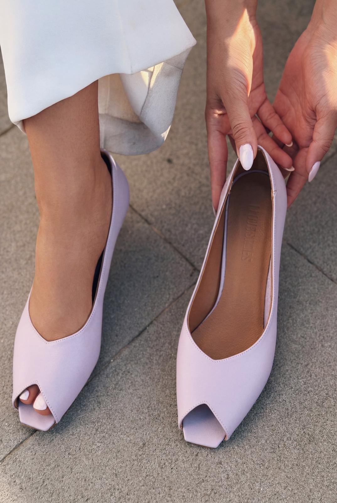 Norvion Lilac Genuine Leather Faux Leather Women's Pumps