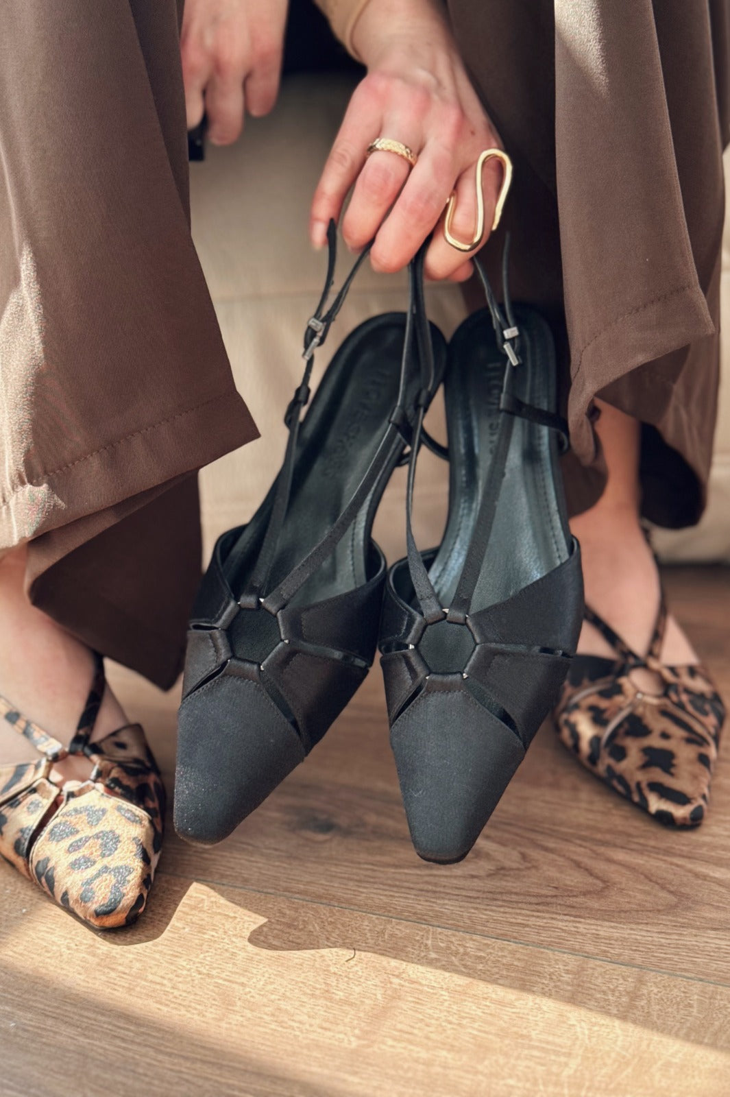 Ozeras Black Satin Women's Stilettos