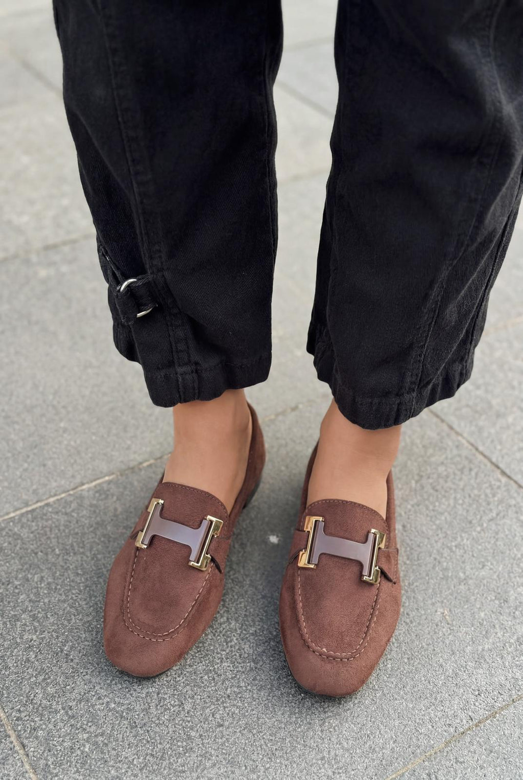 Elara Dark Brown Suede Women's Loafers