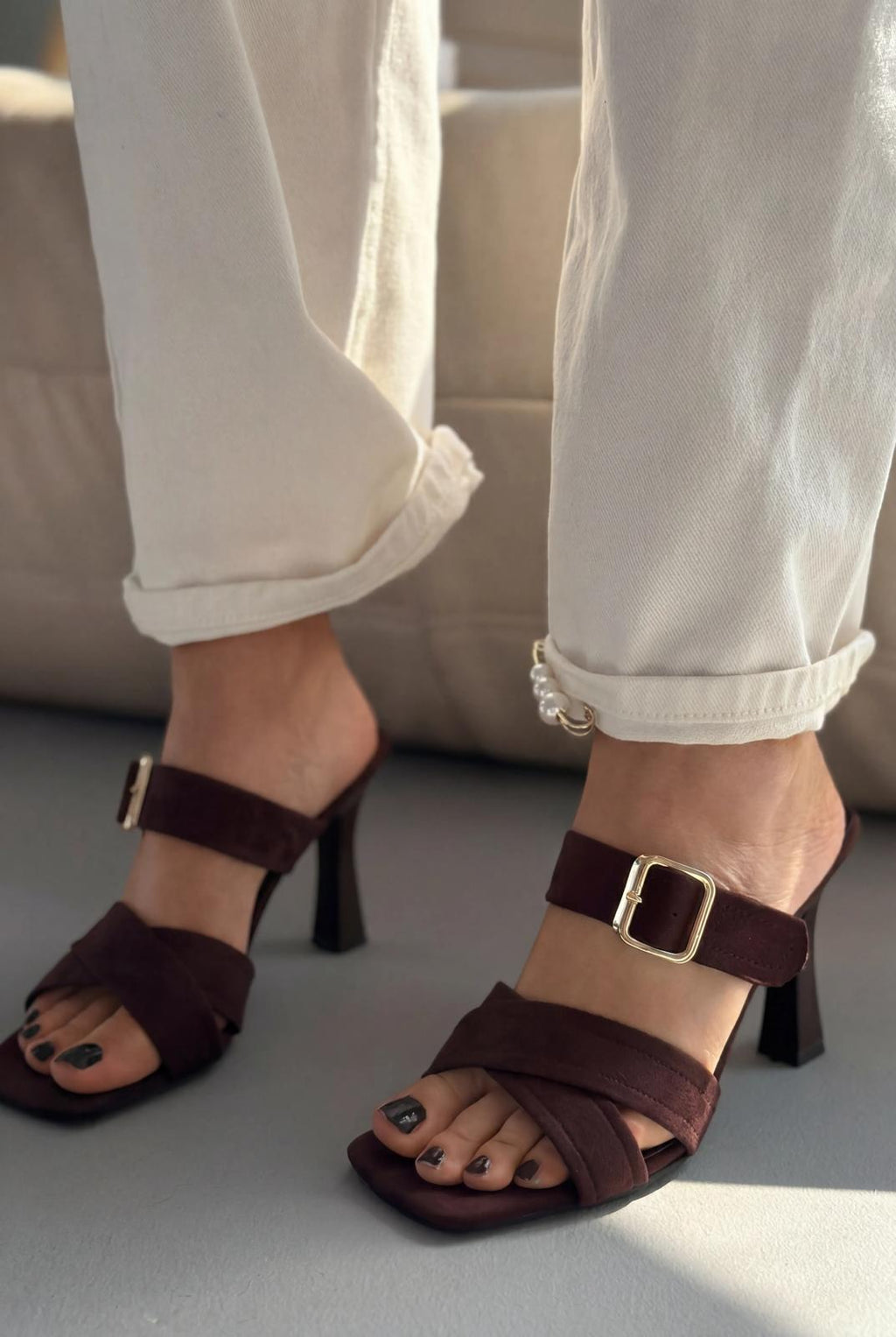 Norden Light Brown Suede Women's Pumps Mule