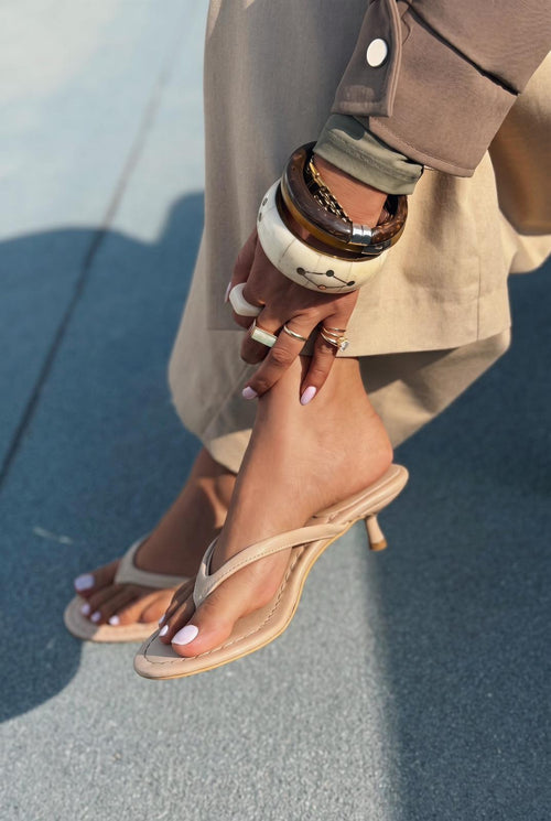 Arlene Nude Faux Leather Women's Toe Ring Pumps