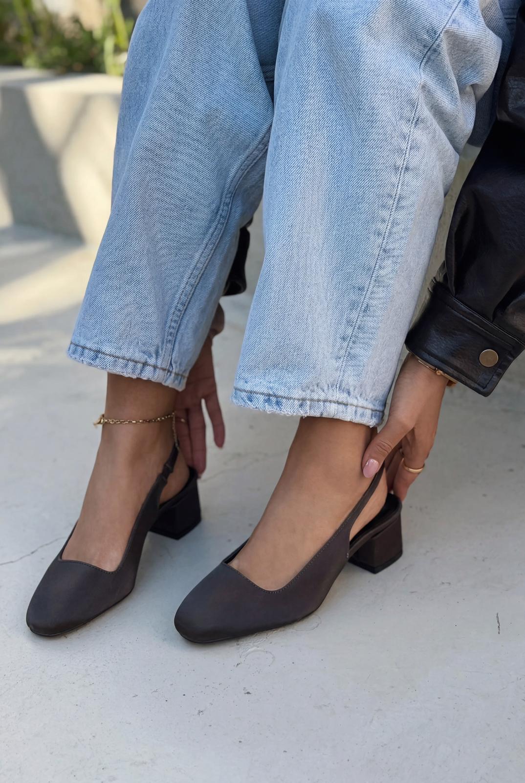 Solen Dark Brown Satin Women's Mary Jane