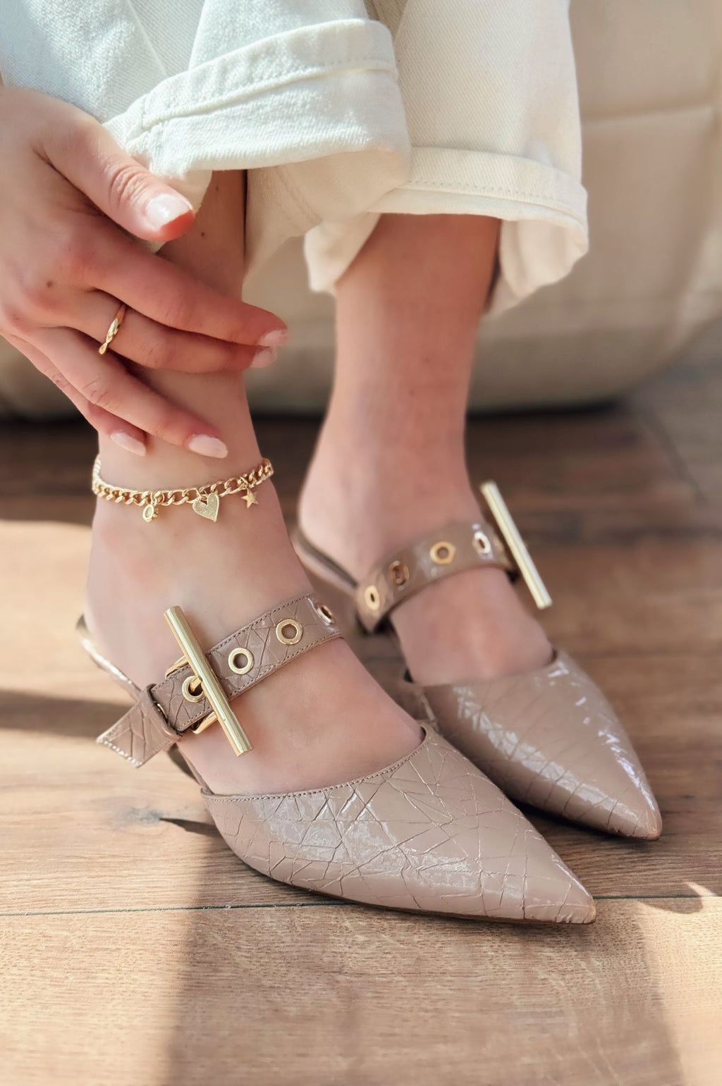 Karonsa Nude Faux Leather Women's Pumps