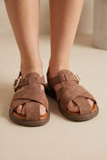 Evyra Dark Brown Suede Women's Sandals