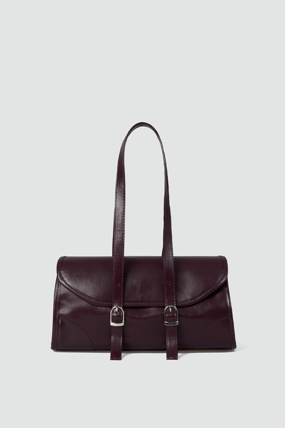 Laretta Vintage Baguette Bag Bordeaux Faux Leather