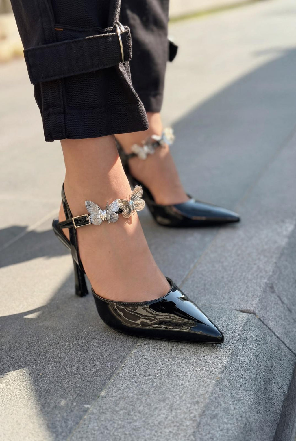 Senar Black Patent Faux Leather Women's Stilettos