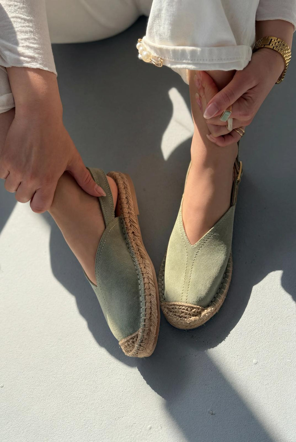 Orveth Green Genuine Suede Women's Espadrille