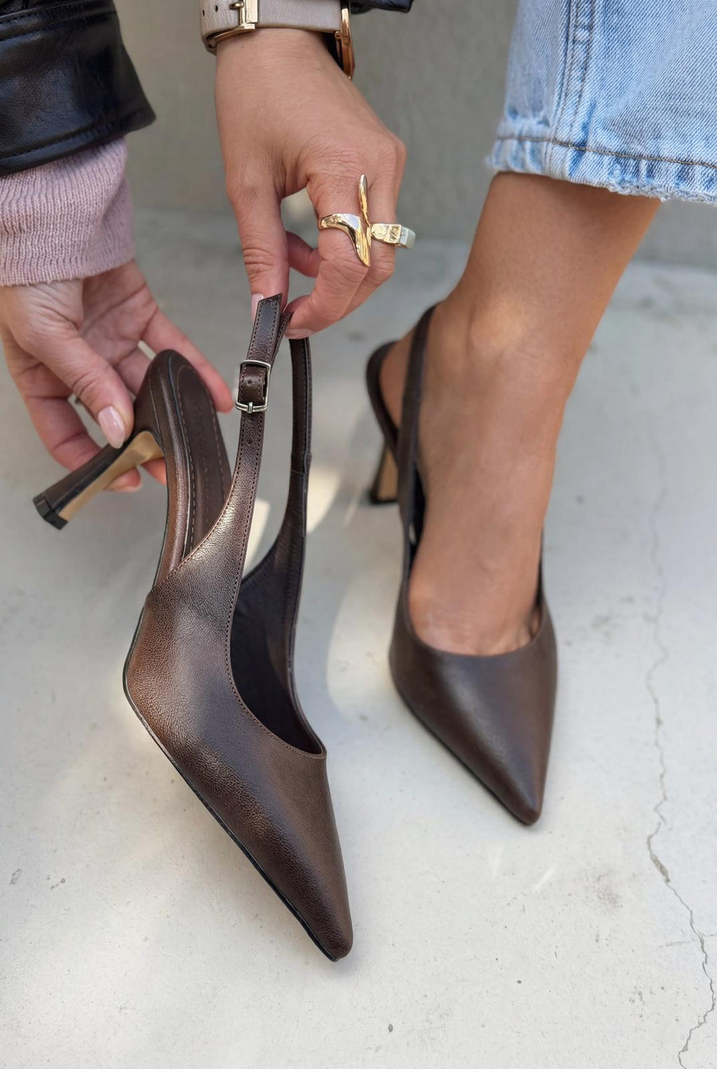 Alvessa Taupe Faux Leather Women's Stilettos