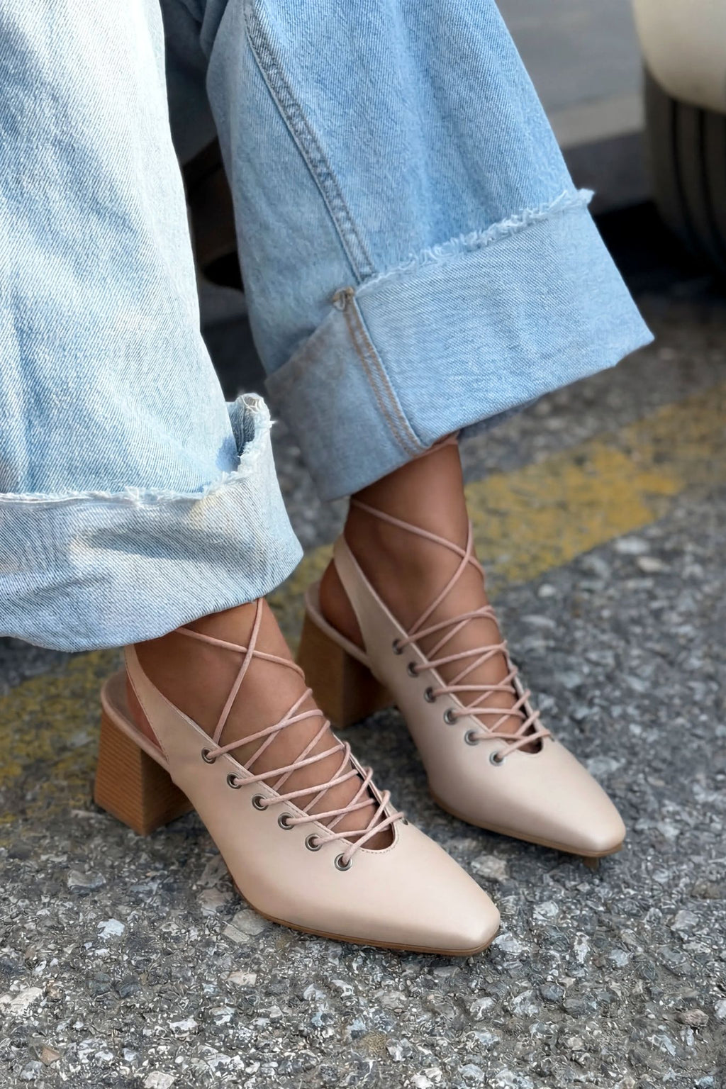 Yorella Nude Faux Leather Women's Pumps