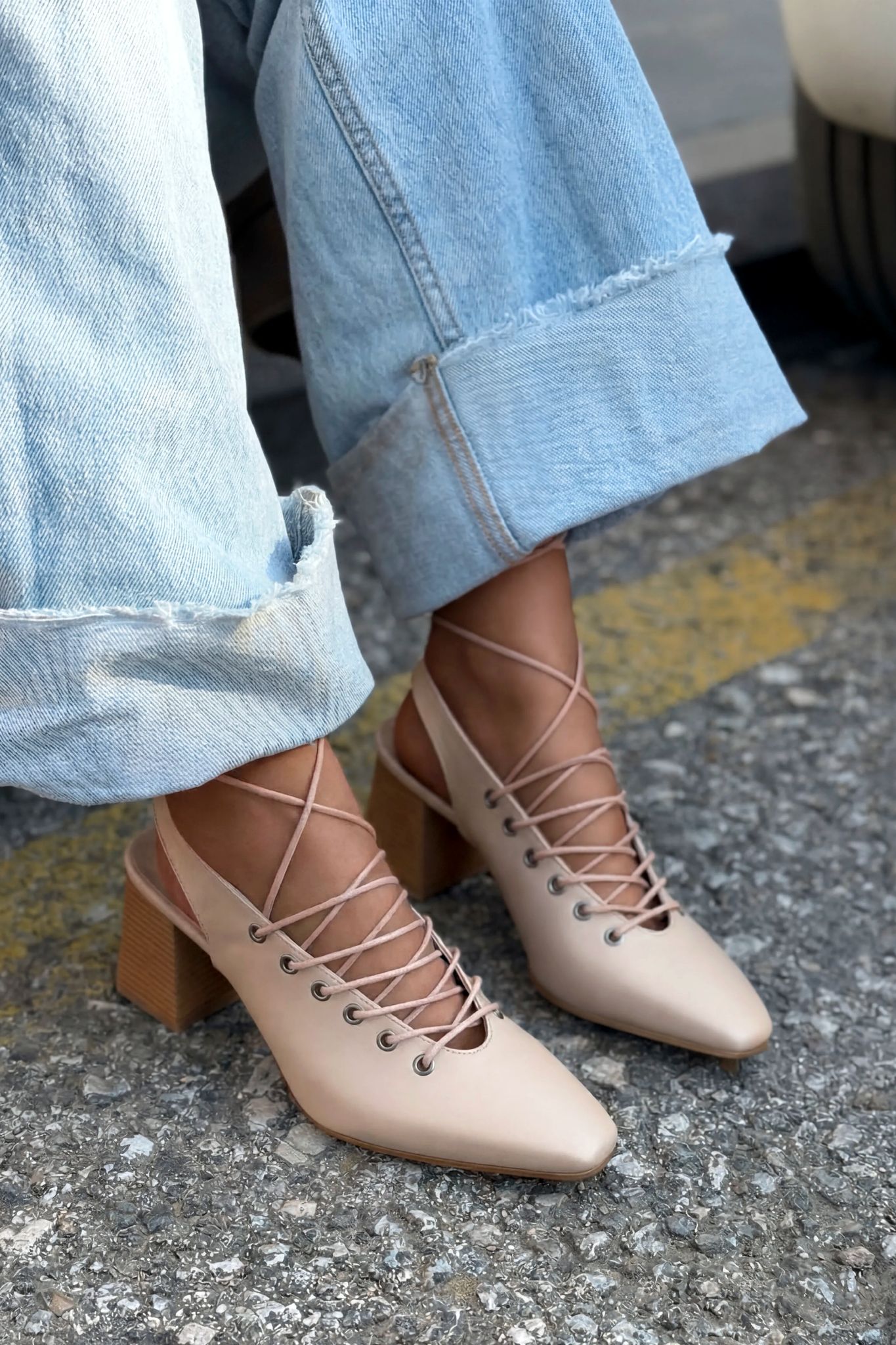 Yorella Nude Faux Leather Women's Pumps