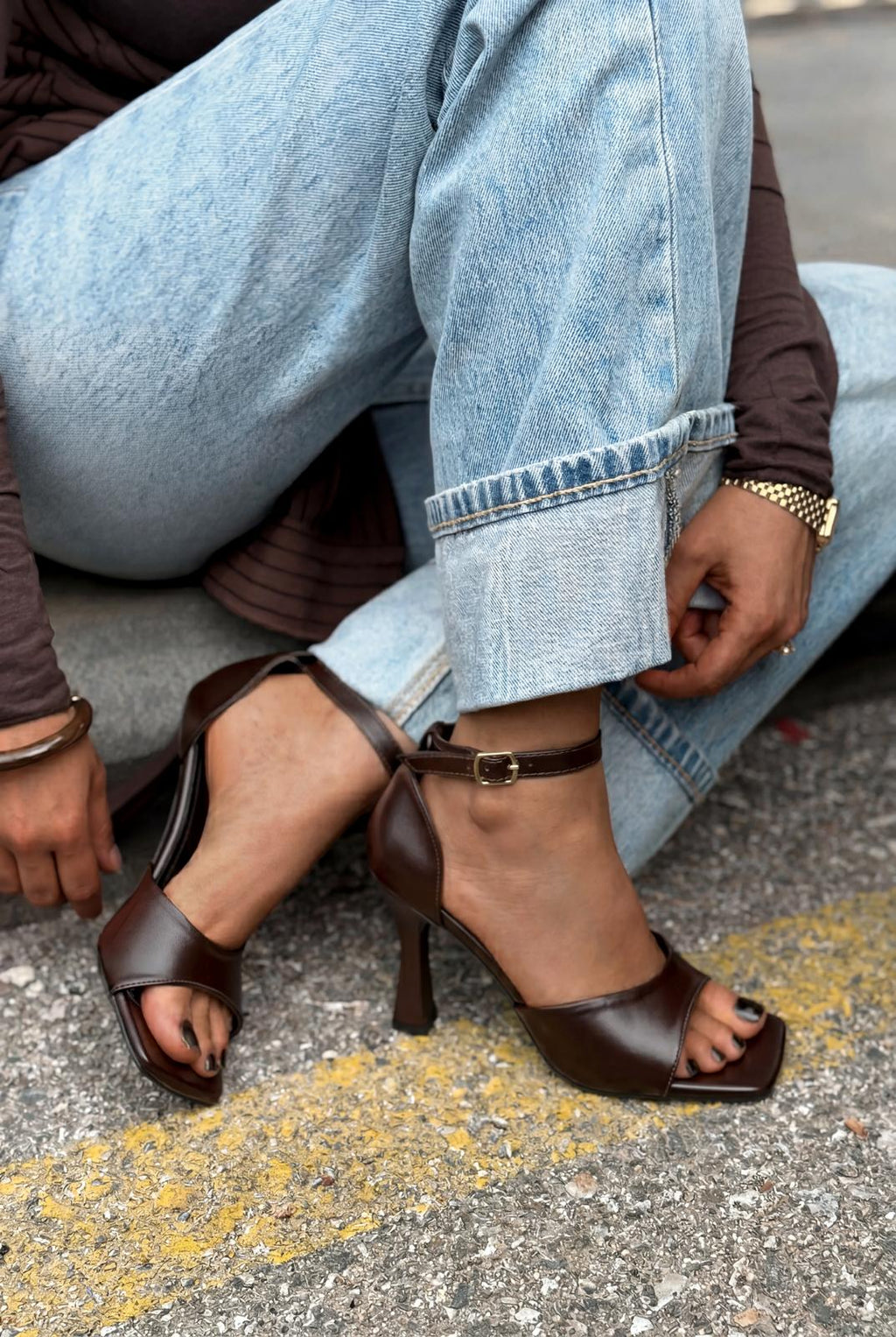 Arnel Light Brown Faux Leather Women's Pumps Sandals