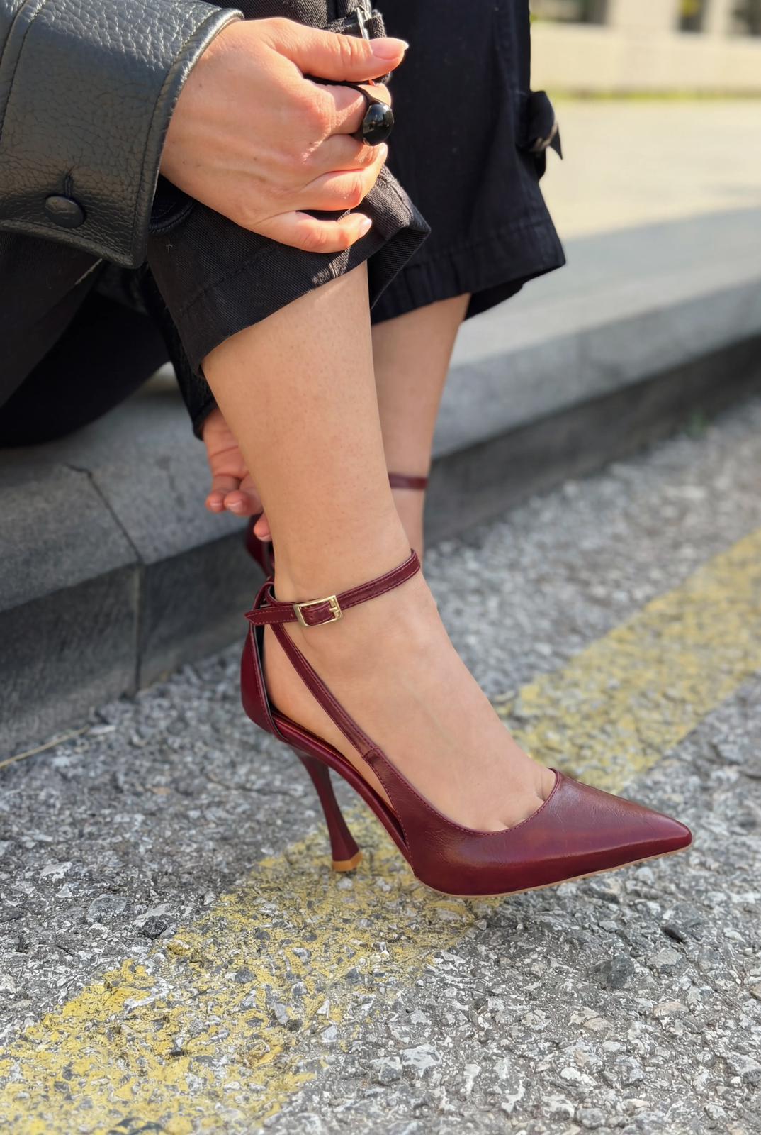 Nerole Burgundy Faux Leather Women's Stilettos