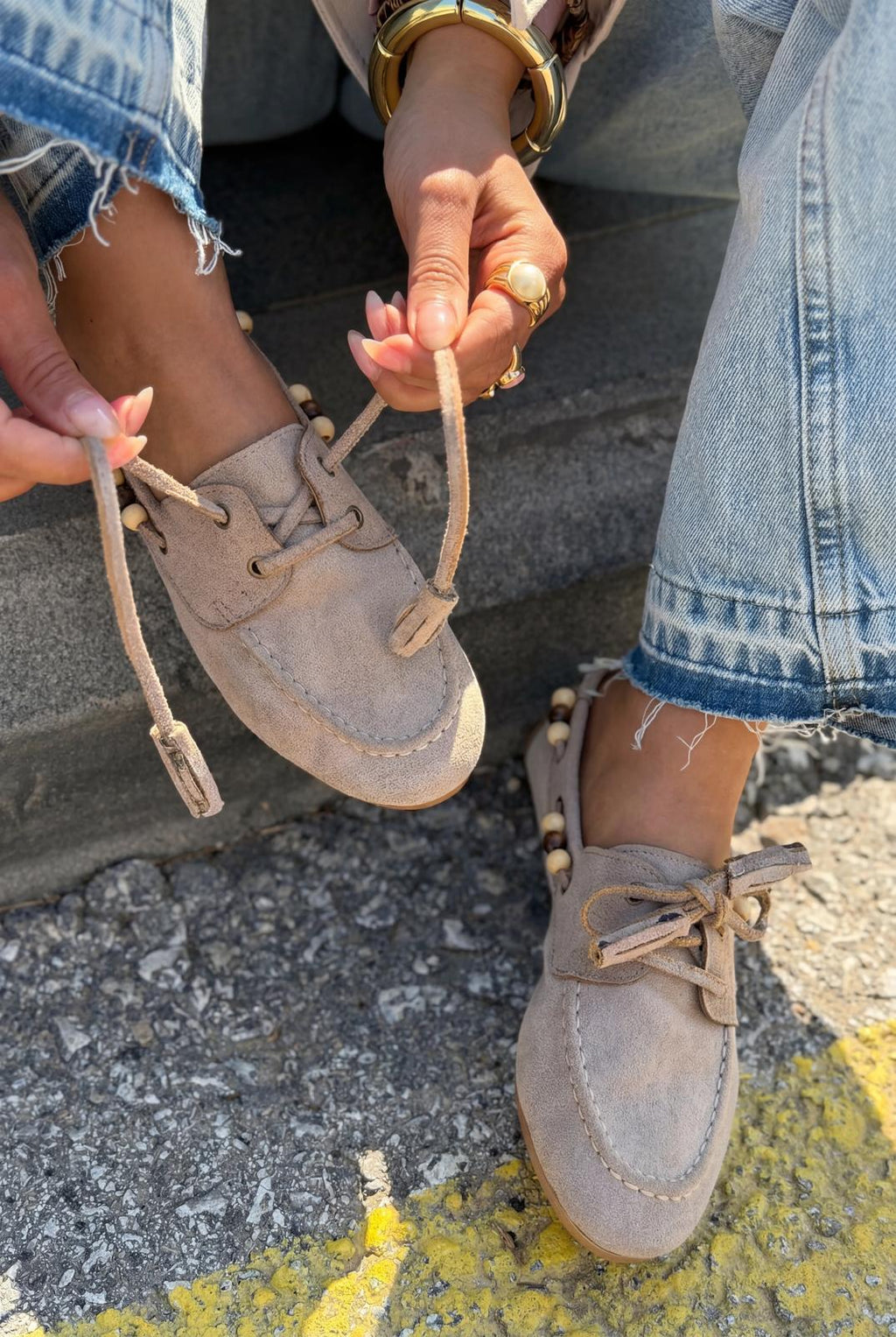 Brion Taupe Suede Women's Oxford Shoes