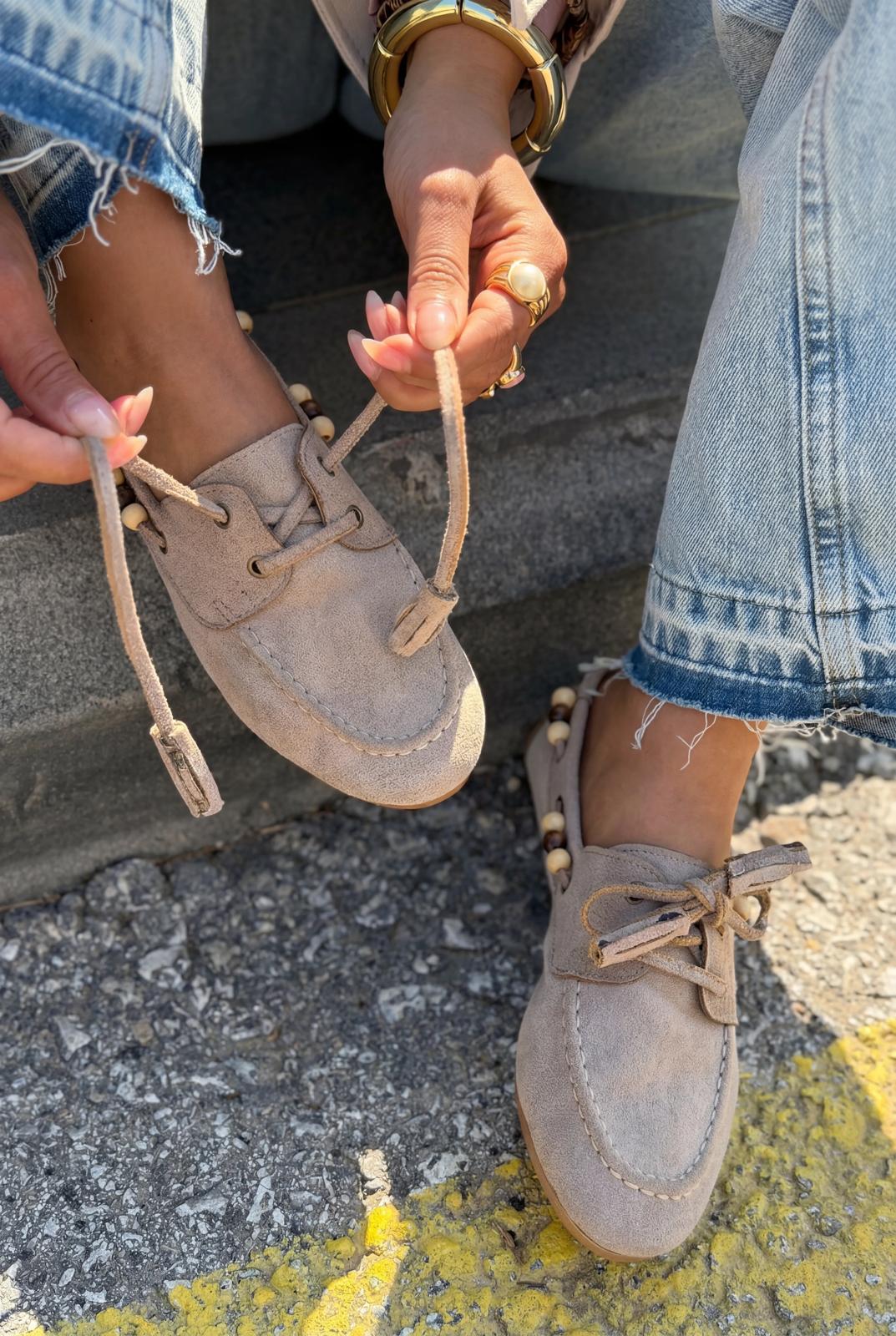 Brion Taupe Suede Women's Oxford Shoes