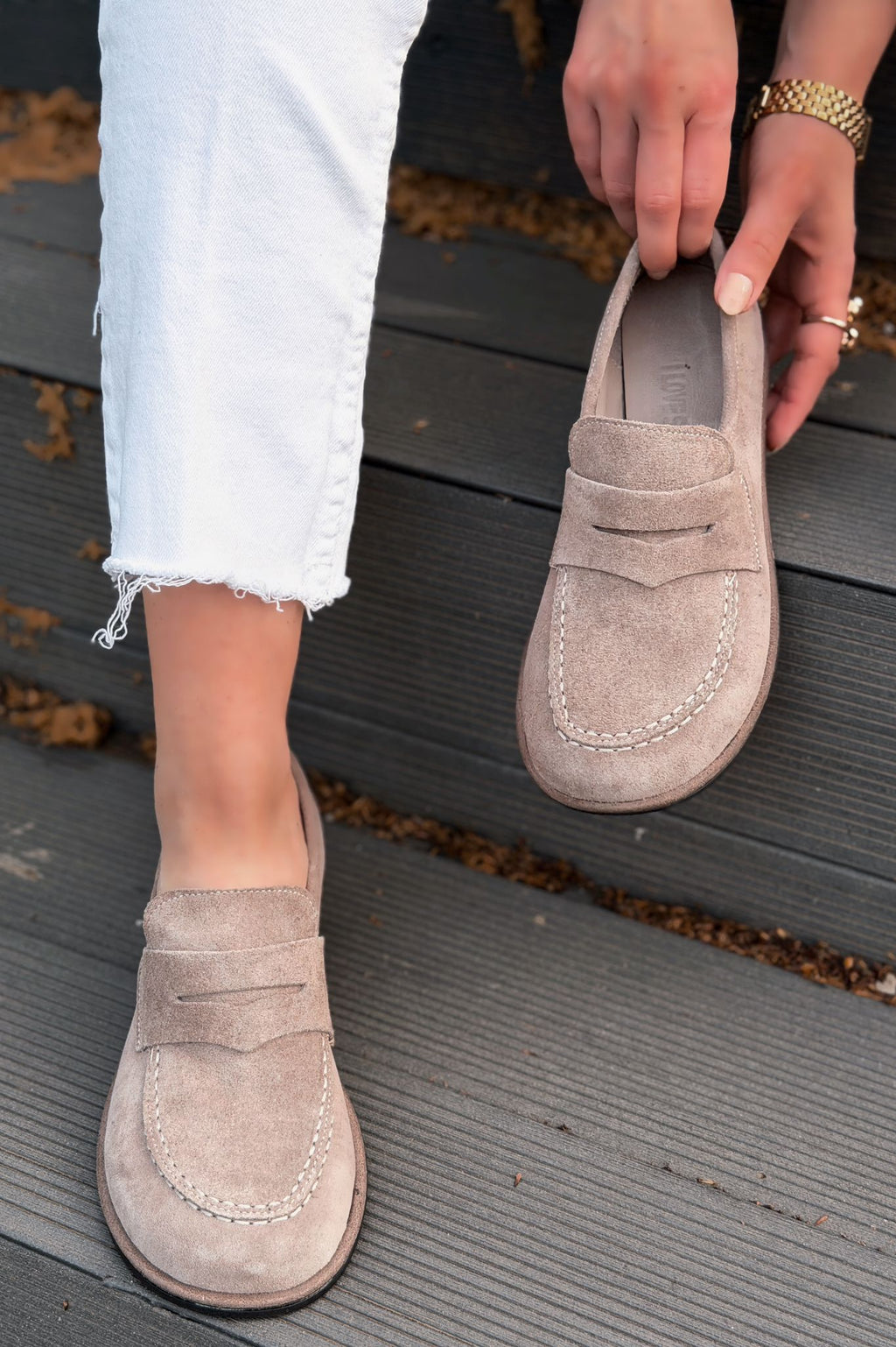 Marion Taupe Genuine Suede Women's Loafers