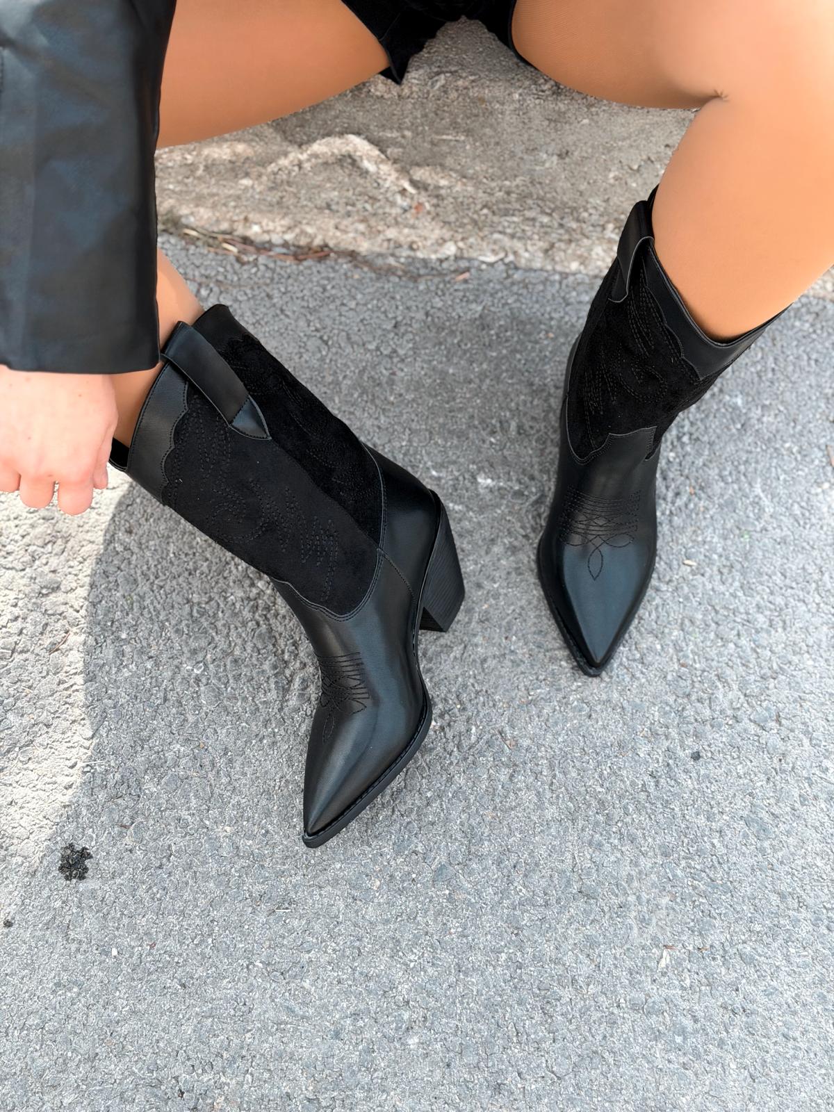 Marnel women's Black embroidered cowboy boots