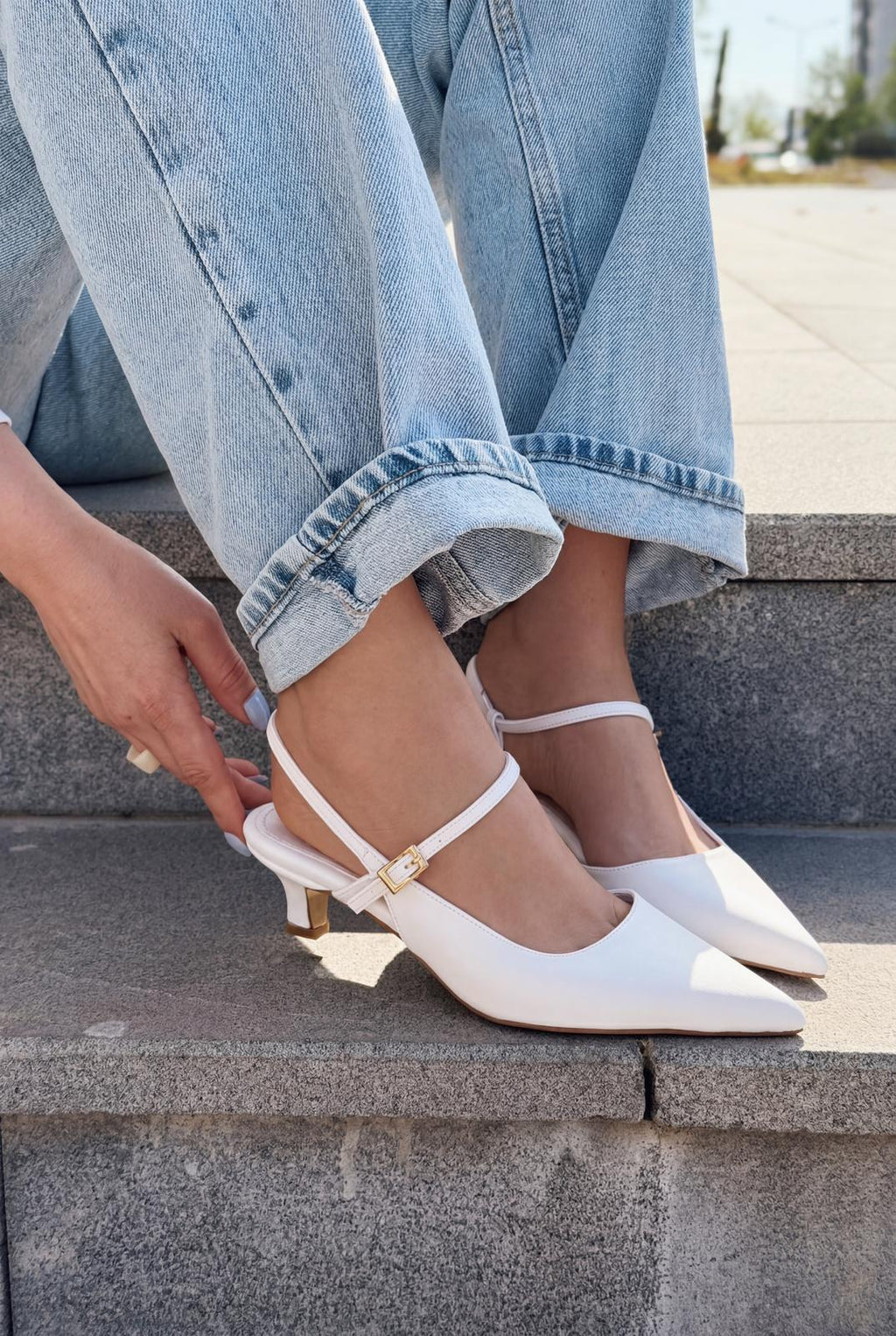 Torev White Faux Leather Women's Stilettos