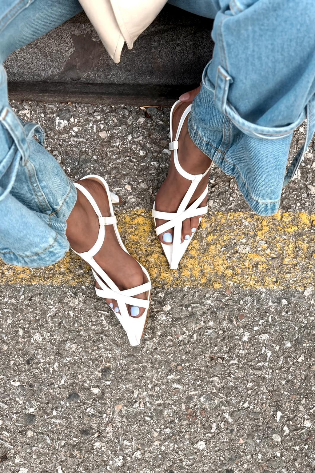 Morlen White Patent Faux Leather Women's Pumps Sandals
