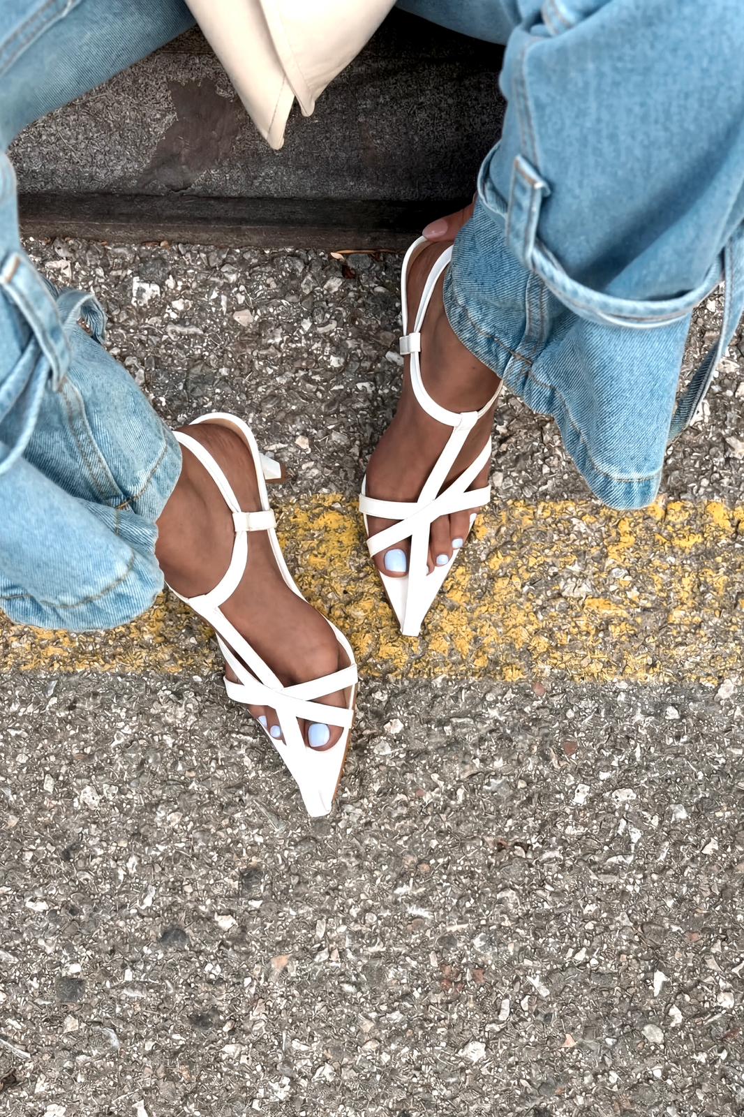Morlen White Patent Faux Leather Women's Pumps Sandals
