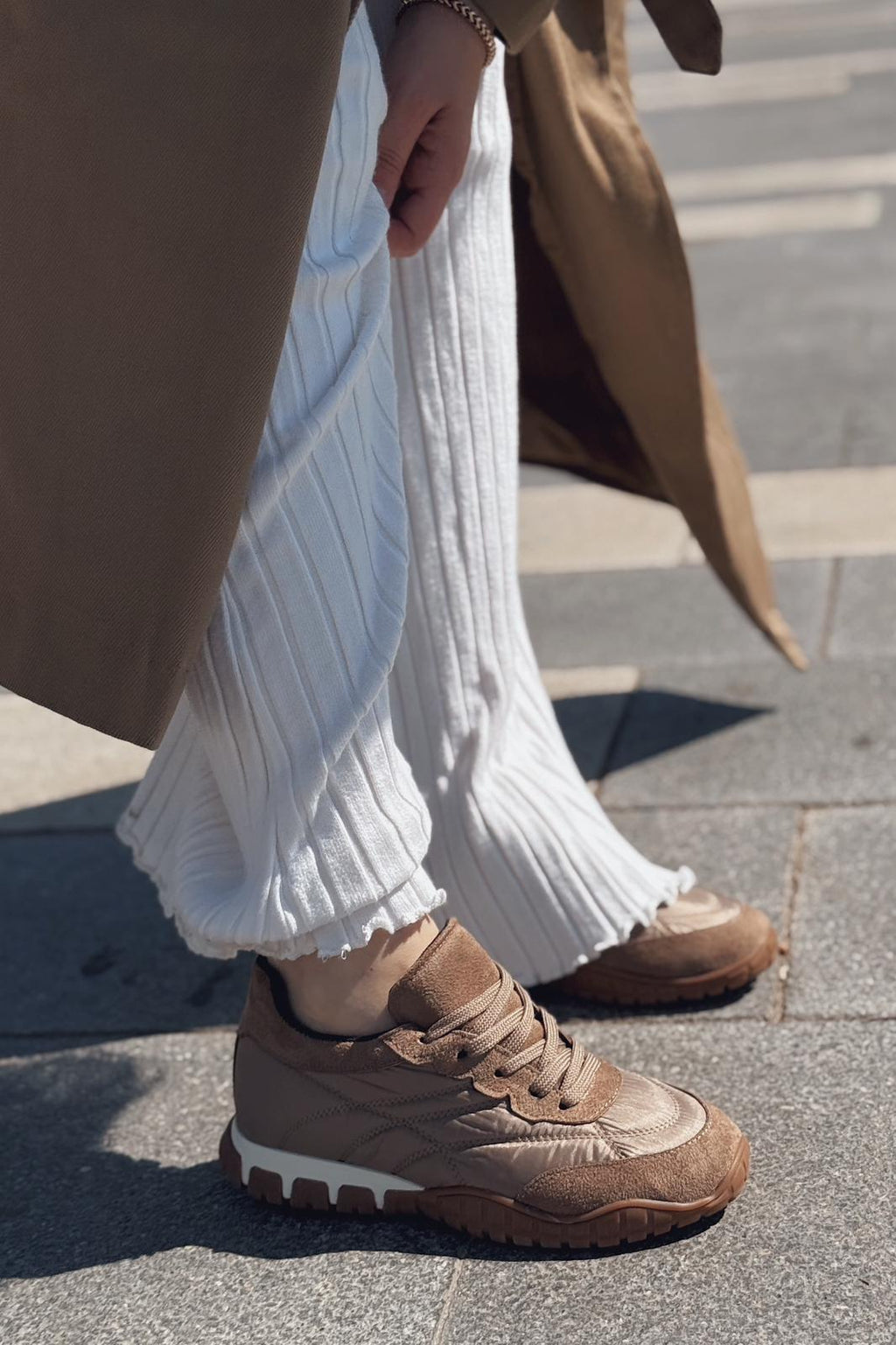 Romine Beige Parachute Fabric Women's Sneakers