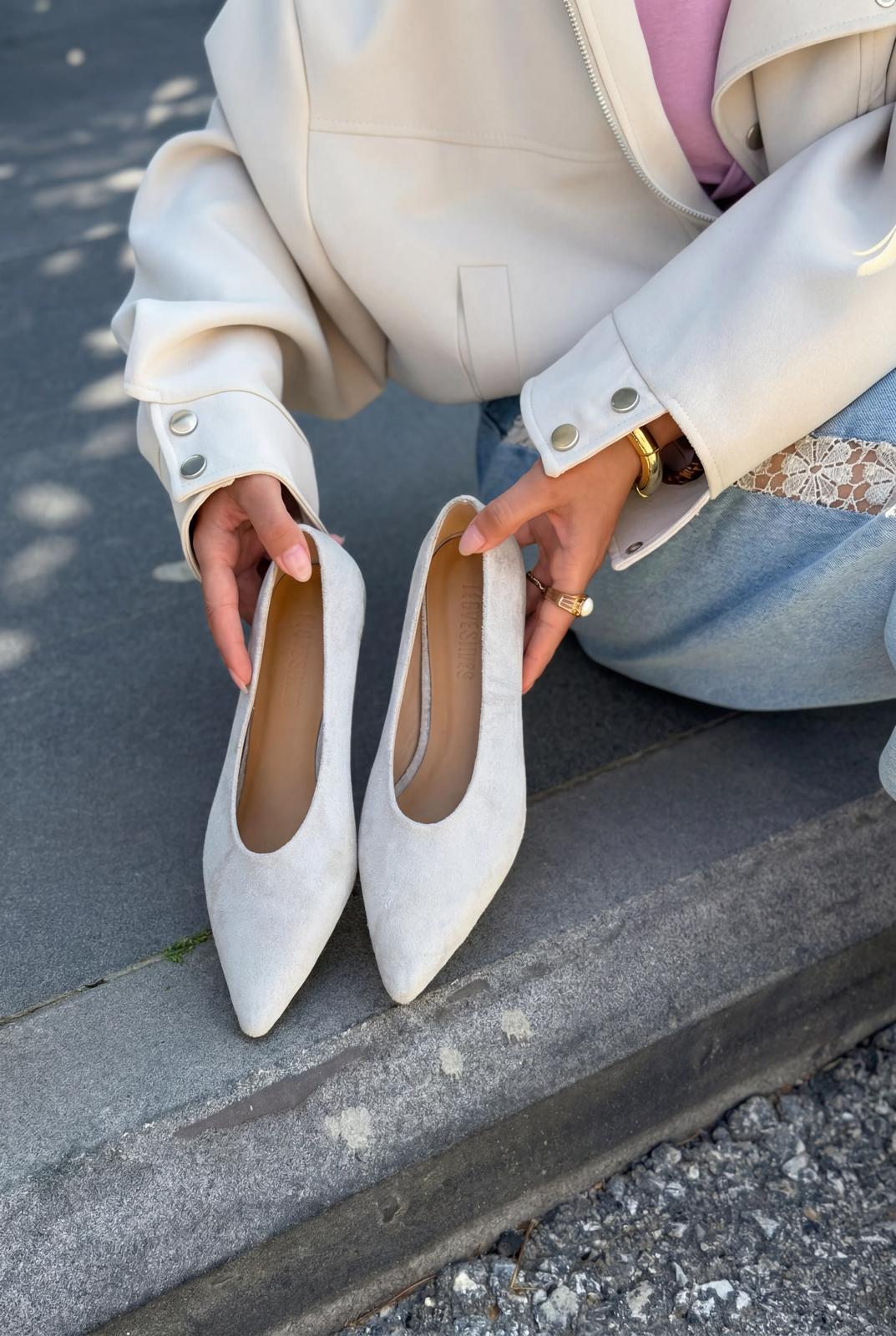 Seranis Grey Suede Genuine Leather Stilettos