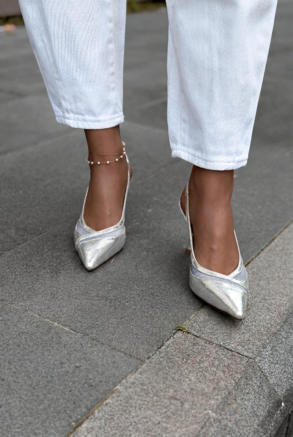 Almerion Silver Patent Faux Leather Women's Stilettos
