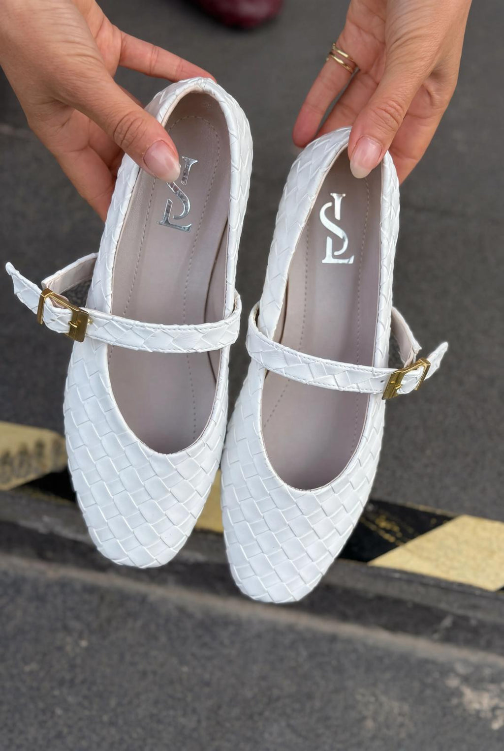 Vespera White Faux Leather Women's Flats