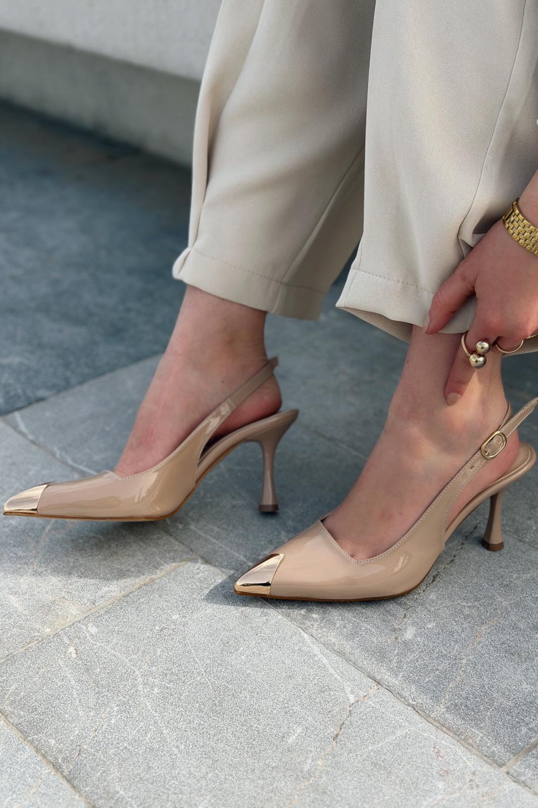 Caligo Nude Patent Faux Leather Women's Stilettos