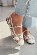 Sartil Metallic White Tulle Embroidered Women's Flats