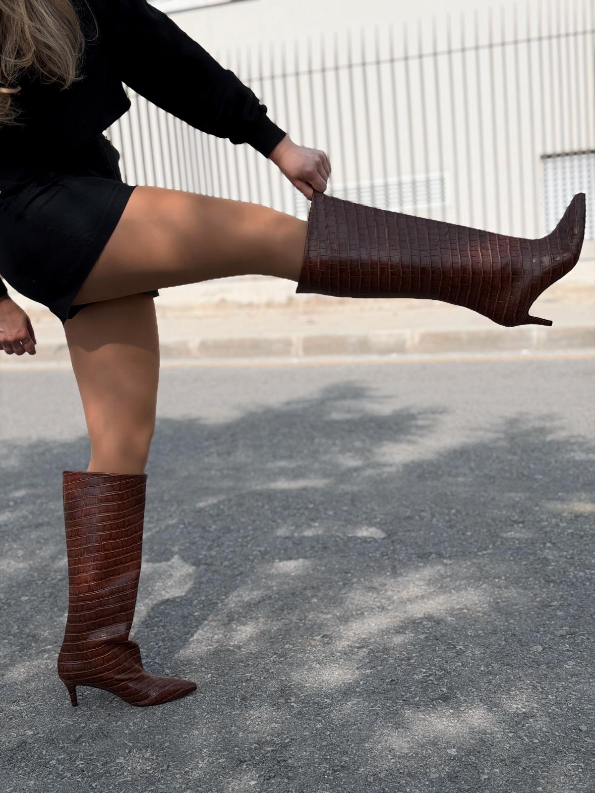 Gwen Patterned Women's Boots Tan