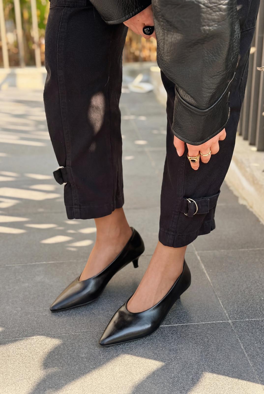 Seranis Black Faux Leather Women's Stilettos