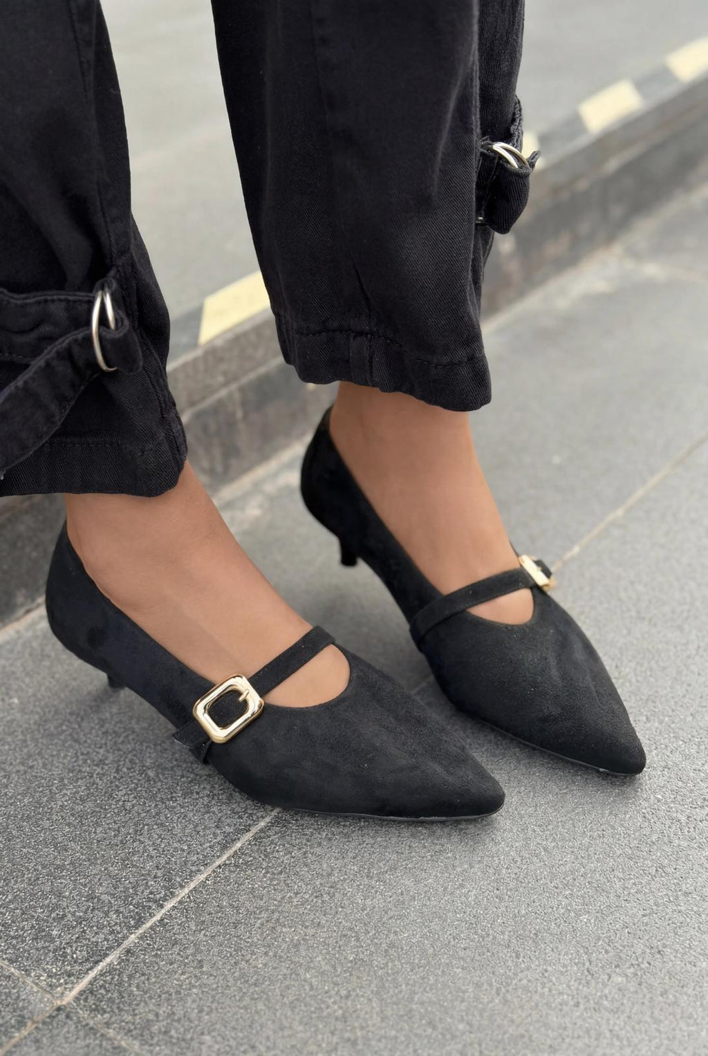 Karden Black Suede Genuine Leather Women's Stilettos