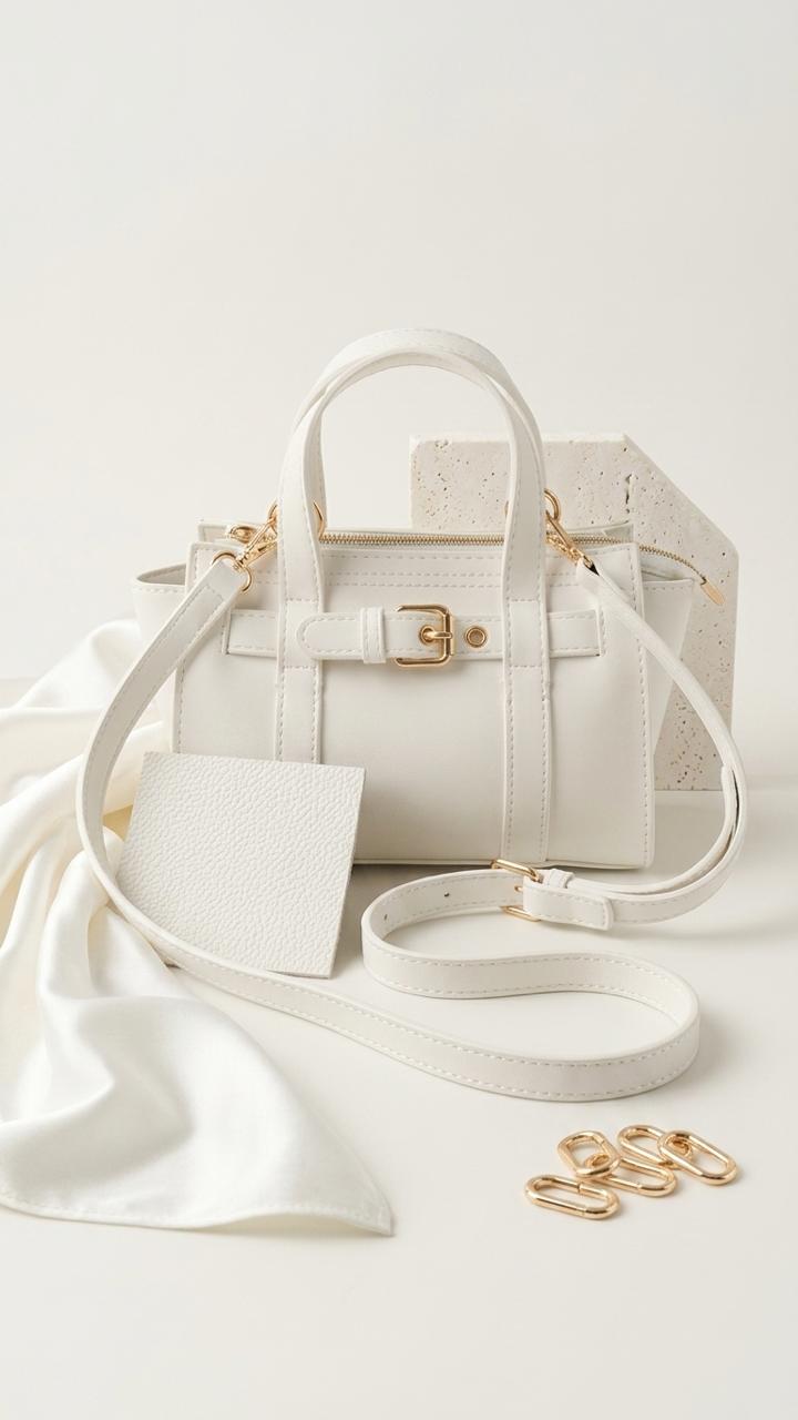 Norev women's White faux leather handbag
