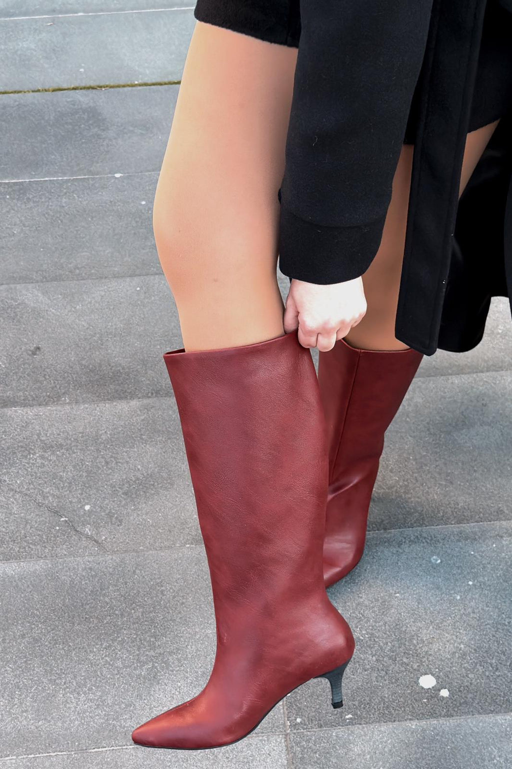 Remni Bordeaux Faux Leather Women's Pumps Boots