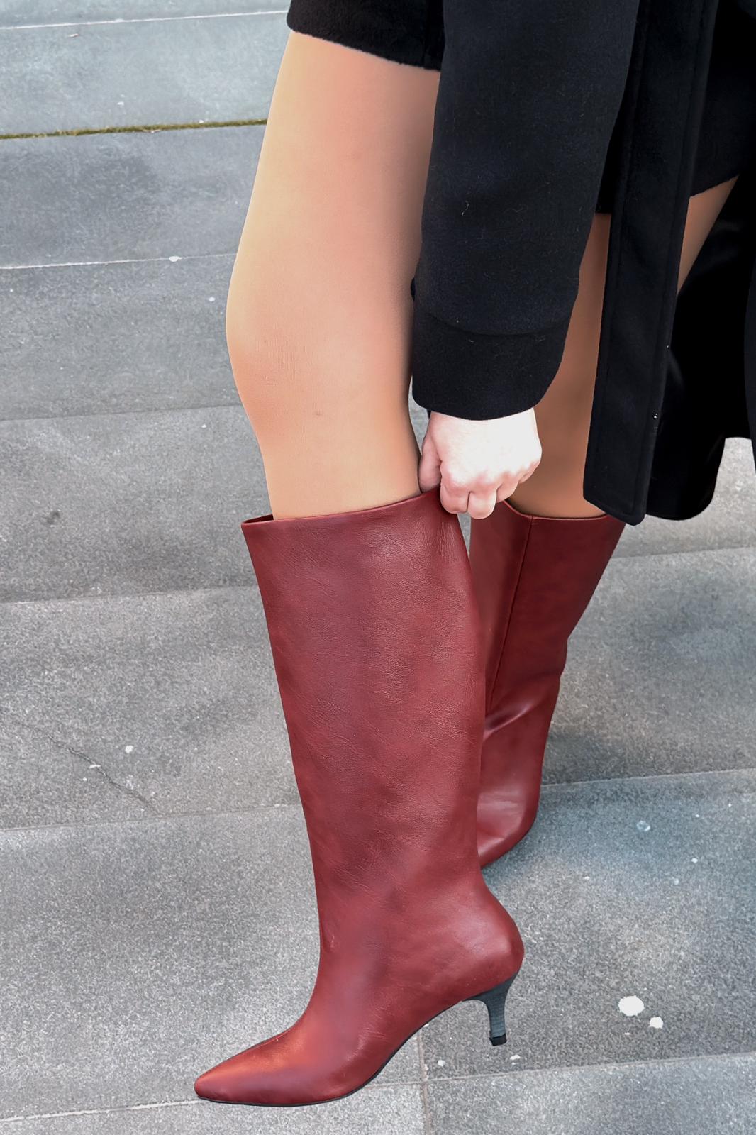 Remni Bordeaux Faux Leather Women's Pumps Boots