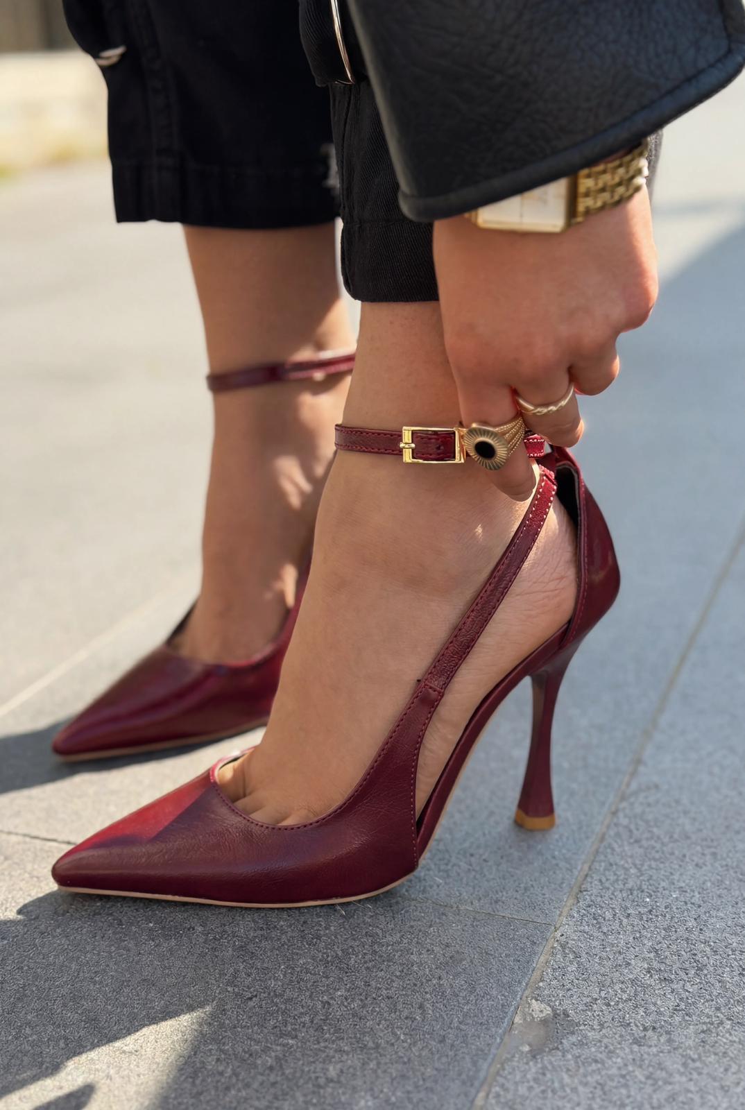 Nerole Burgundy Faux Leather Women's Stilettos