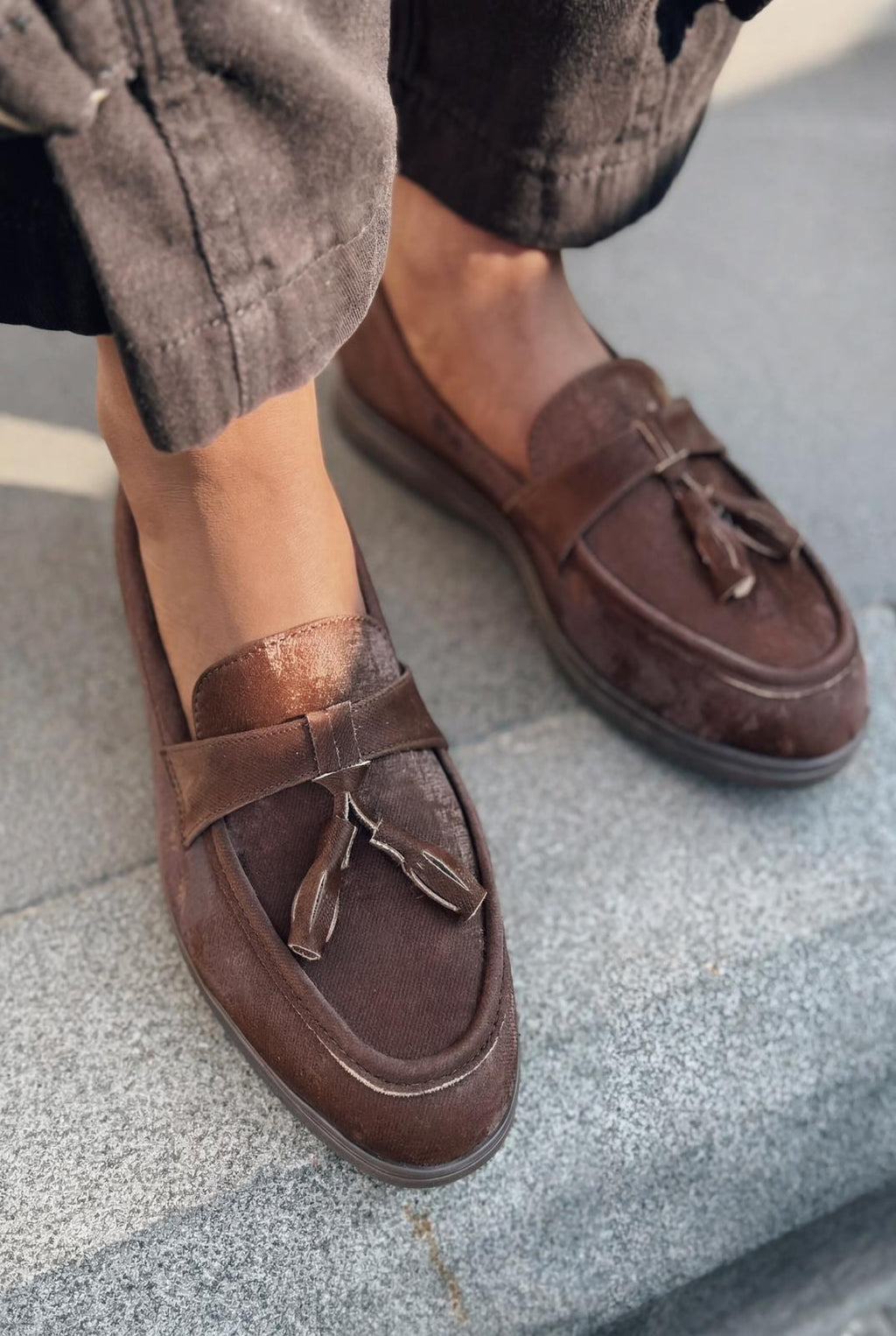 Yorvik Dark Brown Satin Women's Loafers