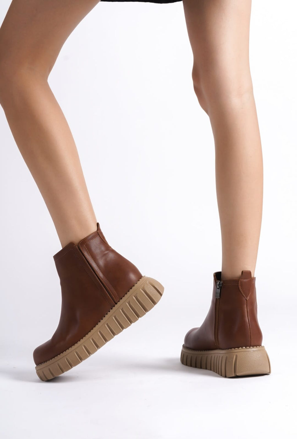Velarise Women's Boots Tan Faux Leather Beige Sole