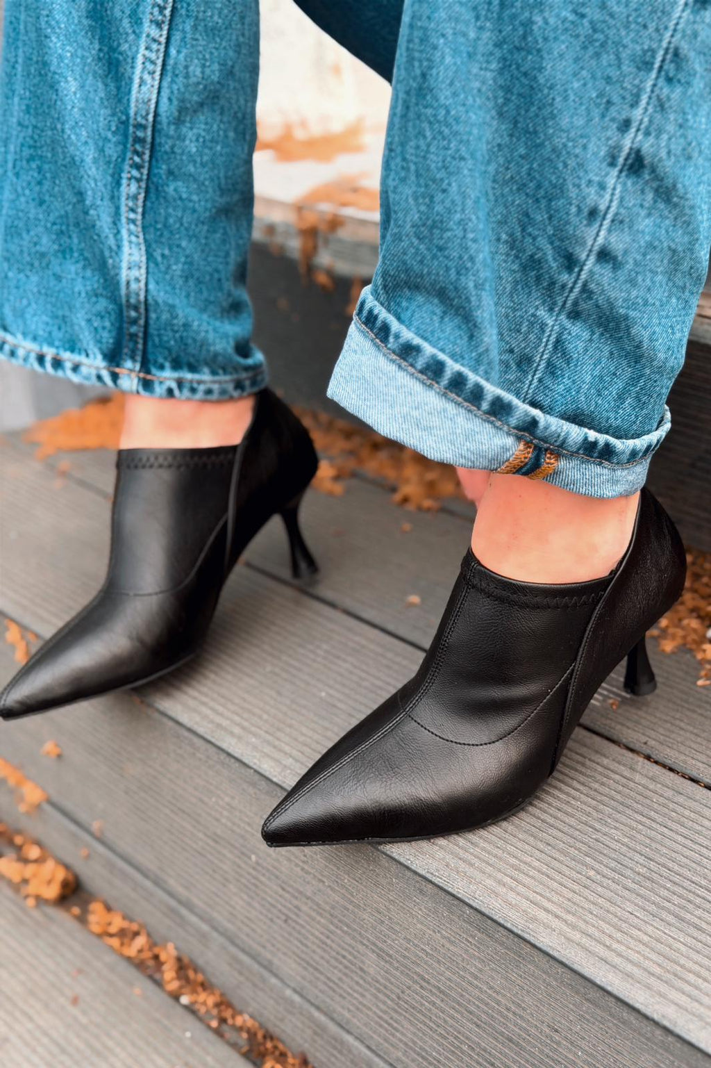 Olia Black Faux Leather Women's Pumps