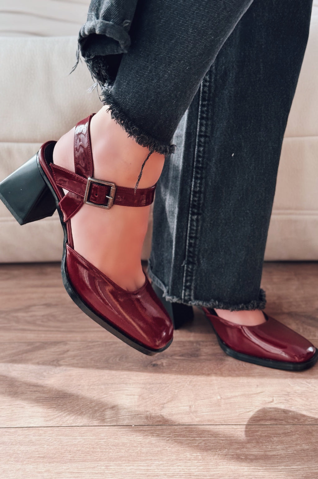 Melora Burgundy Patent Faux Leather Women's Mary Jane