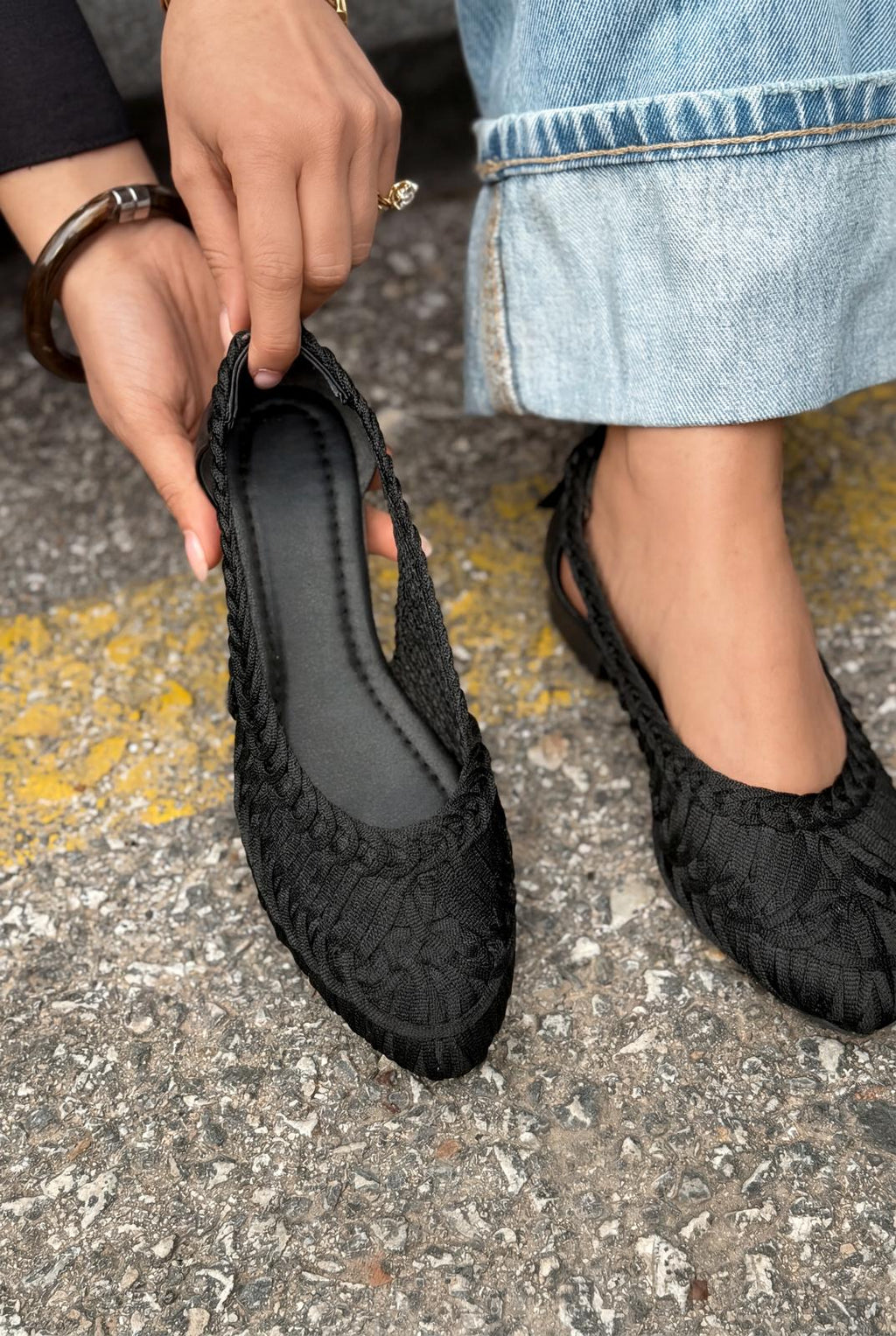 Morvik Black Synthetic Leather Women's Flats
